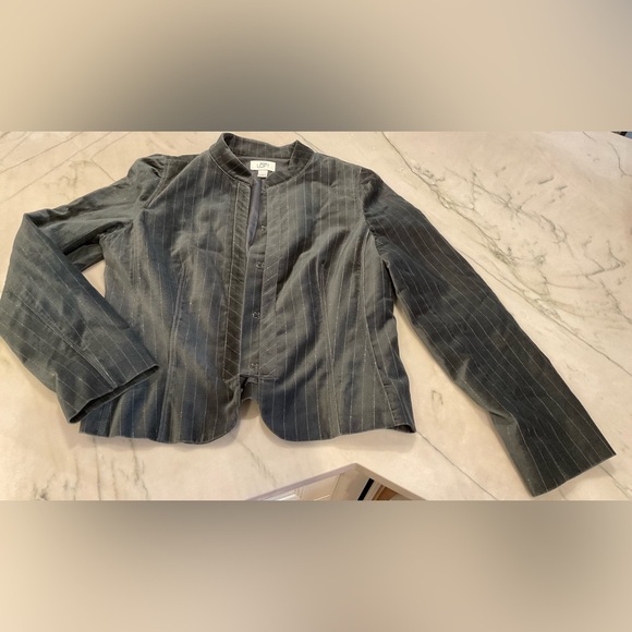 Ann Taylor Loft Velvet Gray/silver shimmer jacket Sz 12 - Picture 2 of 16